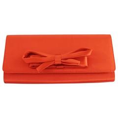Valentino Red Satin Bow Clutch and Crossbody Bag