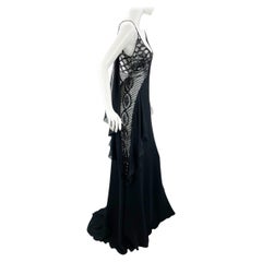 Vintage NWT Valentino FW Runway 2006 Sheer Side Silk Embellished Dress Gown US 6