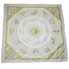 Hermes Lavender "Dies et Hore" Astrology Print Silk Scarf