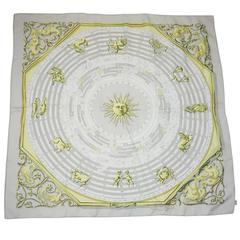 Hermes Lavender "Dies et Hore" Astrology Print Silk Scarf 