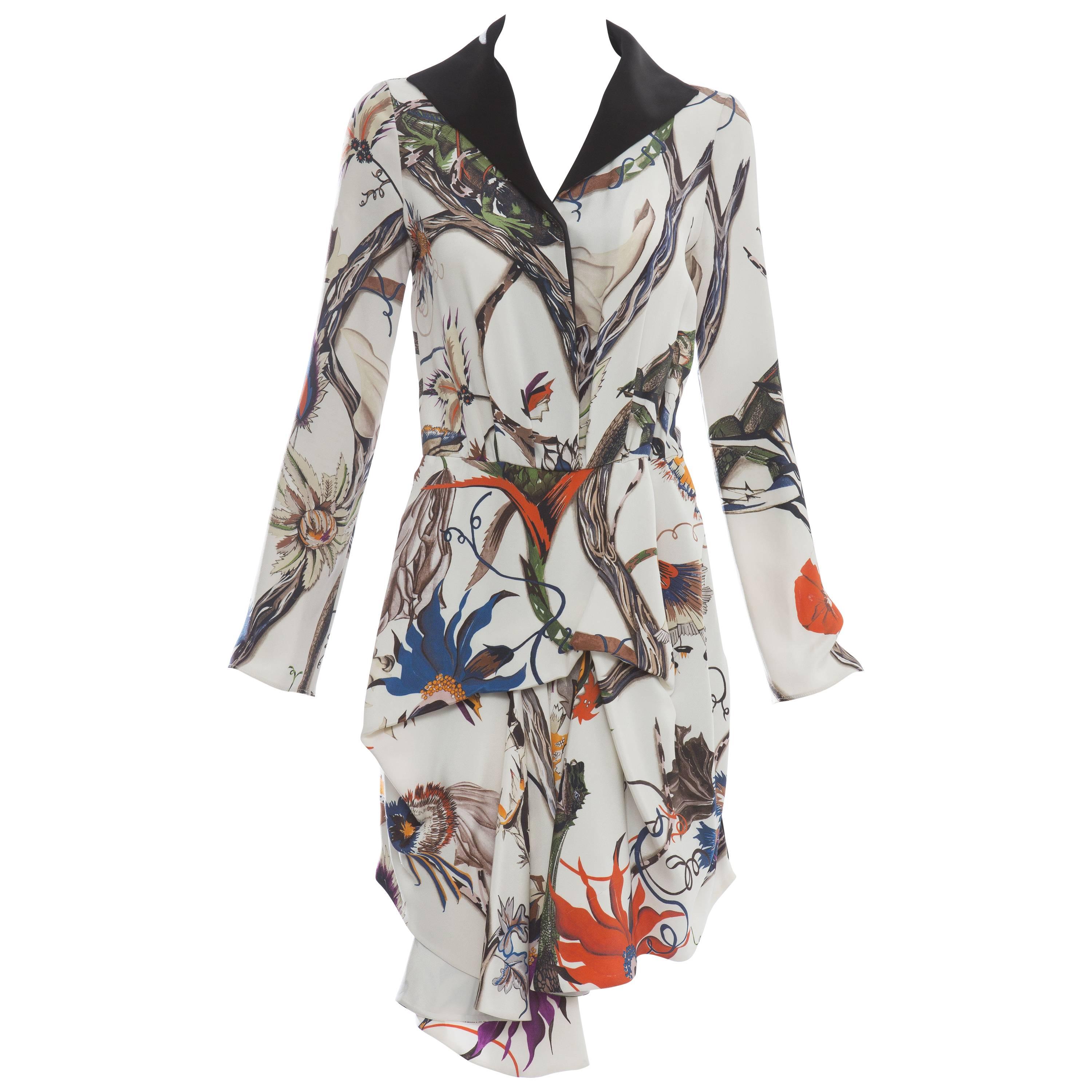 Nicolas Ghesquière For Balenciaga Silk Iguana Floral Print Dress, Fall 2011 For Sale