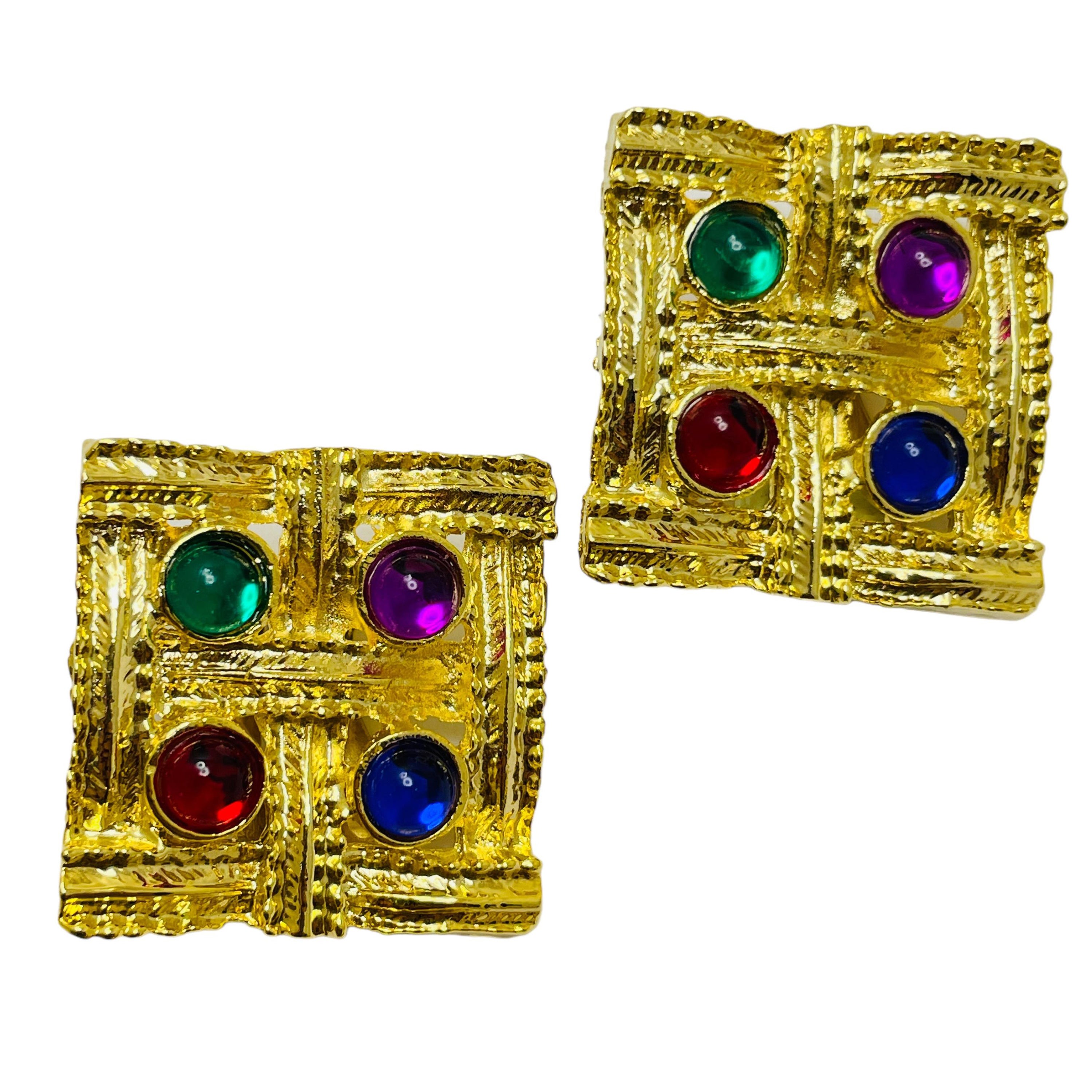 Pendientes vintage de oro con brillantes de diseño de pasarela de clip