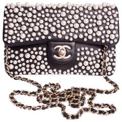 Chanel Pearly Flap Bag Cross Body WOC Wallet on Chain - black