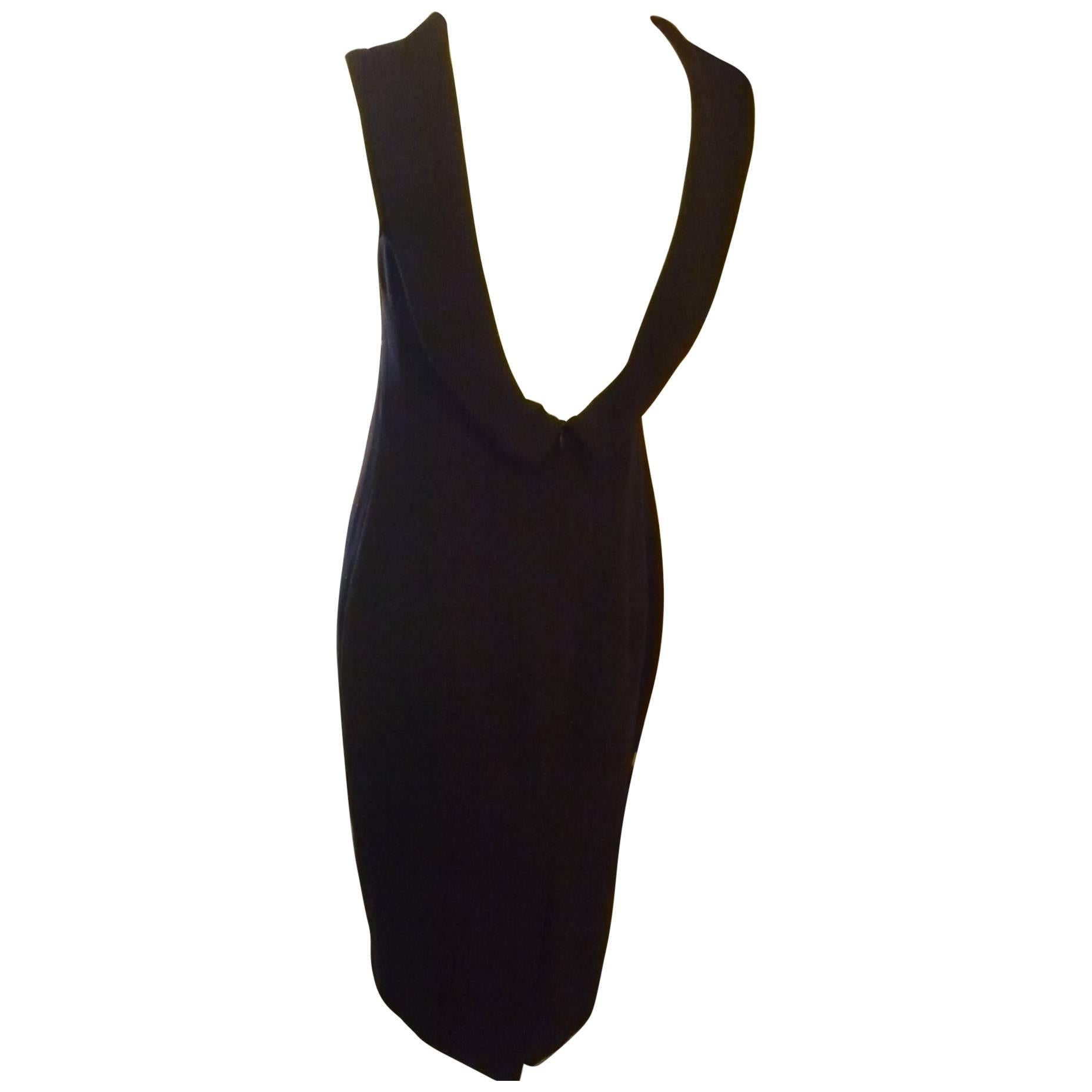 Simple and Elegant Escada Black Virgin Wool Dress 38 (Ger)