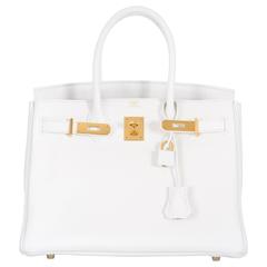 HERMES BIRKIN BAG 30cm WHITE TOGO GOLD HARDWARE STUNNING