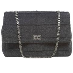 Retro Chanel 2.55 Charcoal Grey Wool Jumbo Flap Bag, Autumn - Winter 1999