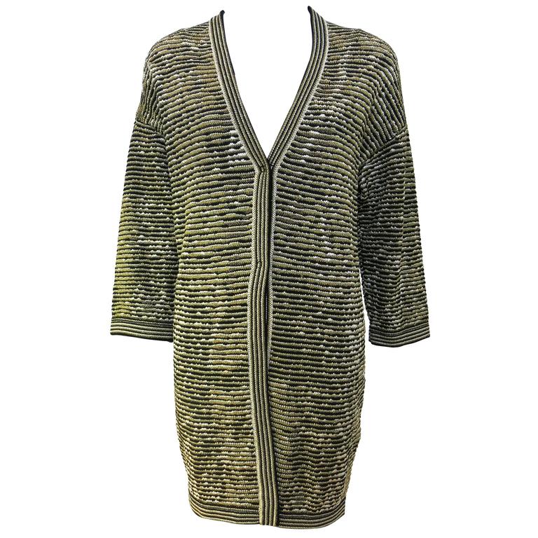 M Black and Gold Metallic Oversized Knit Cardigan For Sale at 1stDibs