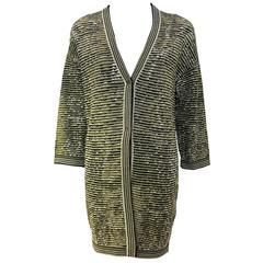 1990's M Missoni Black and Gold Metallic Oversized Knit Cardigan