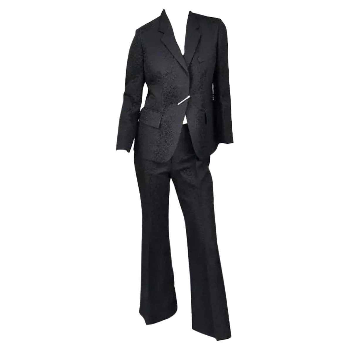 S/S 2000 Vintage Tom Ford for Gucci Crocodile textured Pant Suit with Pin 42 - 6 For Sale