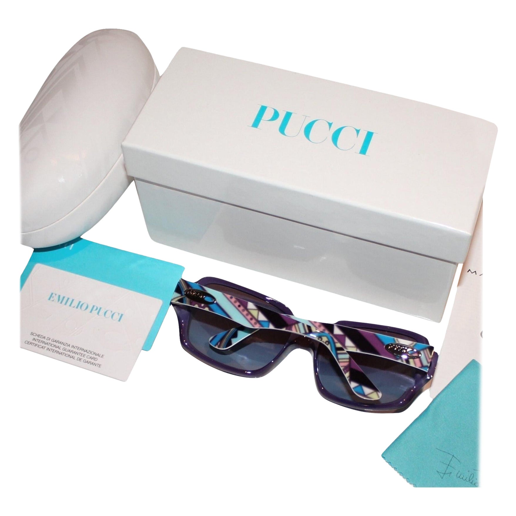Neu Emilio Pucci Lila Logo-Sonnenbrille  Mit Etui und Schachtel