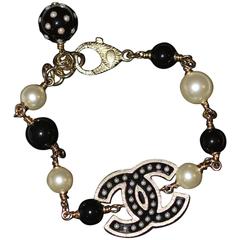 Chanel Black and White Beaded Link Bracelet - BRAND-NEW NEVER WORN 5
