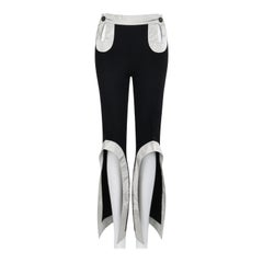 ALEXANDER McQUEEN S/S 2000 "Eye" Black Silver Cutout Peek-A-Boo Flare Trousers