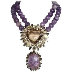 Limited Edition Philippe Ferrandis Amethyst, Smoky Quartz, and Crystal Necklace