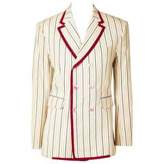 Vintage Galliano Double Breasted Denim Striped Blazer
