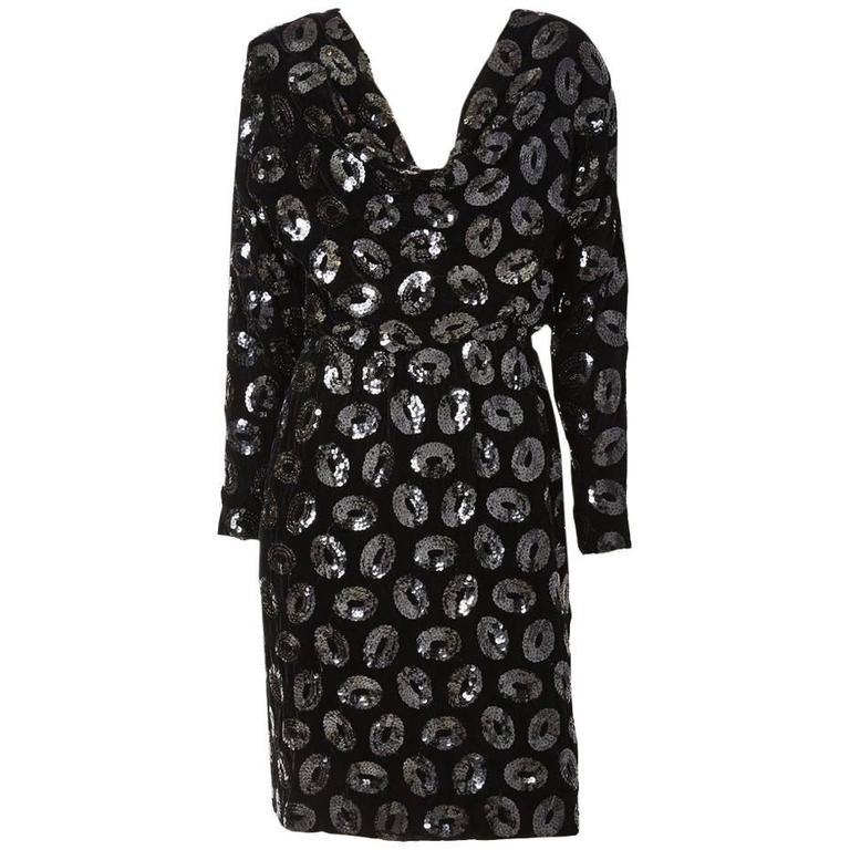 Givenchy Couture Velvet and Sequined Cocktail Dress For Sale at 1stDibs