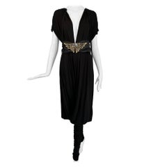 Norma Kamali 1980s Balloon/Leggins Plunge Neck Black Jersey Jumpsuit OSFM