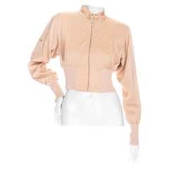 Dolce & Gabbana 1990s Blush Zip Crop Bomber Jacket