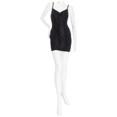 Dolce & Gabbana 1990er Schwarzes Bustierkleid aus Satin und Mesh aus Satin