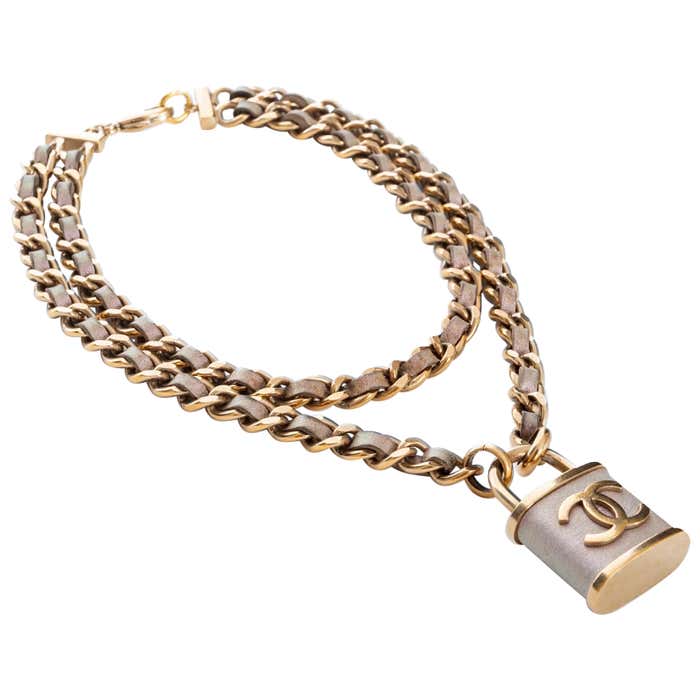 Chanel Chain Double Strand CC Padlock Necklace Spring 2018 For Sale at ...