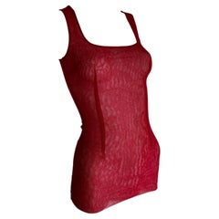 DOLCE & GABBANA 1998 Vintage Sheer Red Cherry Tank Top Blouse Shirt