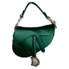 Dior Sattel Mini 2019 Seide Smaragdgrün mit Kristallen