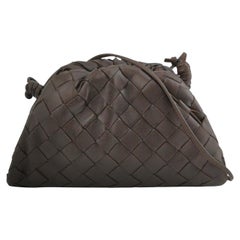 Bottega Veneta Pouch Mini Intrecciato Dark Brown Lambskin Leather Crossbody Bag