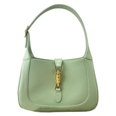 Gucci Jackie 1961 Light Green Leather Bag Small with Adjustable Strap