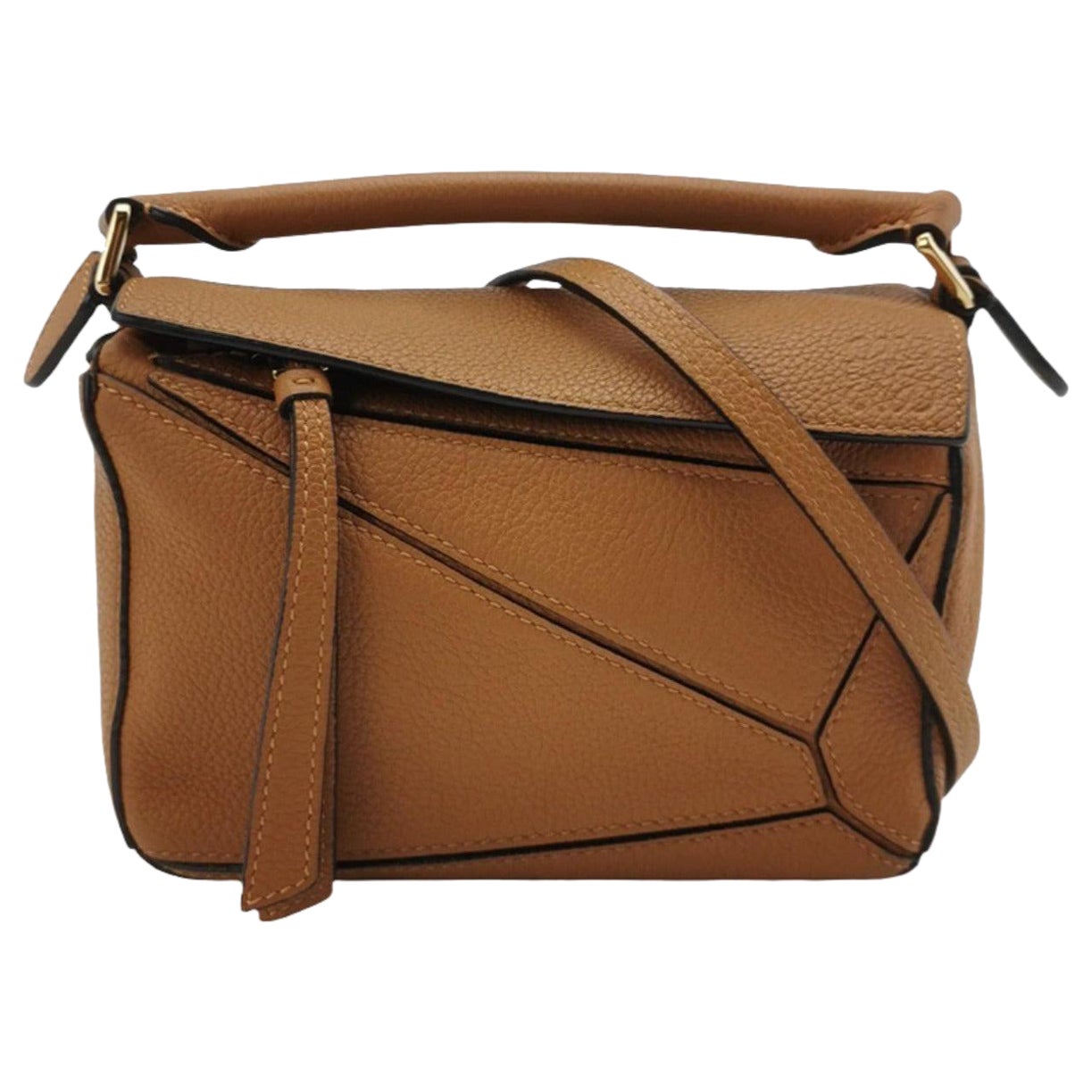Loewe Puzzle Mini Caramel Tan Calfskin Leather Crossbody Bag