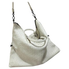 Bottega Veneta Maxi Convertible Tote Bag White Leather Two-way Carry 50cm