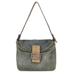 Fendi Baguette Denim Borsa a tracolla in pelle di serpente