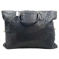 Bottega Veneta Maxi Bolso Tote Convertible Hobo Cuero Negro Bidireccional 50cm