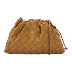 Bottega Veneta Pouch Mini Intrecciato Camel Lambskin Leather Crossbody Bag