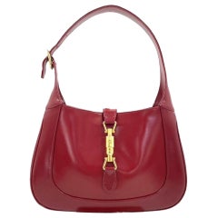 Gucci Jackie 1961 Small Burgundy Red Leather Bag with Adjustable Strap