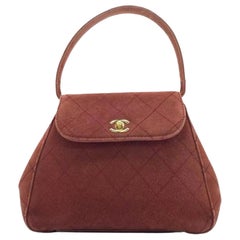 Chanel Kelly Mini 1997 -1999 Caramel Tan Suede Leather Top Handle Bag