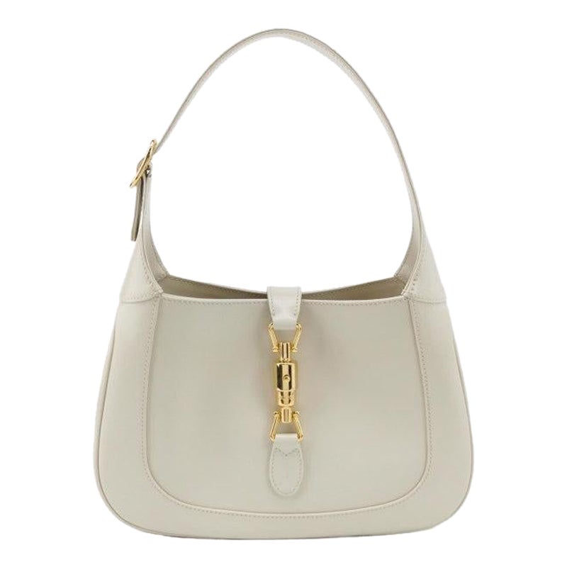 Gucci Jackie 1961 Sac en cuir blanc avec bandoulière ajustable Taille petite