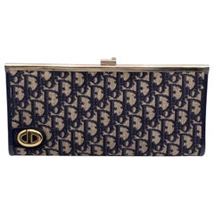 Christian Dior Vintage Blue Oblique Monogram Canvas Clutch Bag