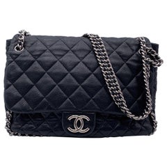 Chanel Black Quilted Lambskin Chain Around Maxi Shoulder Bag