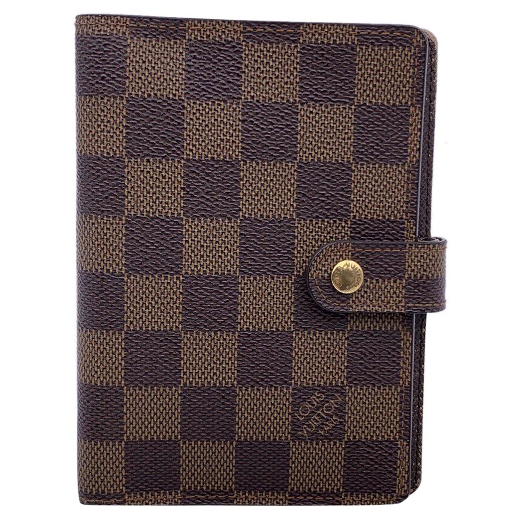 Louis Vuitton Vintage Damier Ebene Canvas 6 Ring Agenda Cover PM For Sale