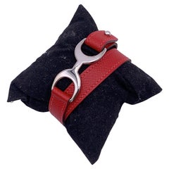 Hermes Red Leather Pavane Double Tour Bracelet
