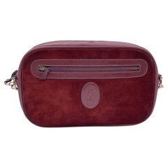 Cartier Vintage Burgunderfarbene Clutch aus Wildleder und Leder Pochette aus Leder
