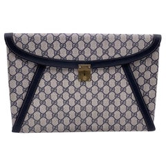 Gucci Vintage Blue Monogram Canvas Unisex Portfolio Document Holder