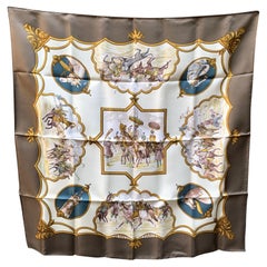 Foulard en soie Hermes Paris Les Chevaux des Moghols 1993 De Fougerolle