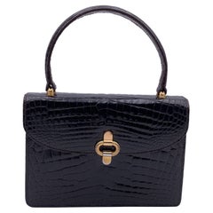 Gucci Vintage Brown Leather Gold Closure Handbag Satchel