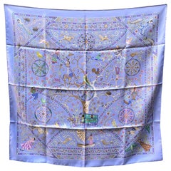 Hermes Paris Light Blue Silk Scarf Peuple du Vent 2009 Christine Henry
