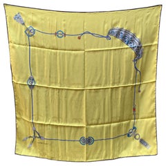Must De Cartier Vintage Yellow Jacquard Silk Scarf Jewels