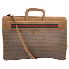 Gucci Vintage Beige Monogram Canvas Briefcase Document Holder