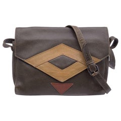Gianni Versace Vintage Miltary Green Leather Shoulder bag