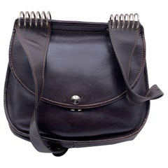 Gherardini Vintage Brown Leather Spiral Bound Flap Shoulder Bag