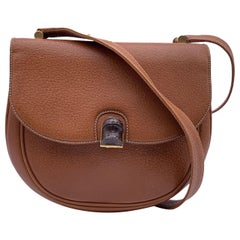 Gucci Vintage Brown Tan Leather Bamboo Flap Shoulder Bag