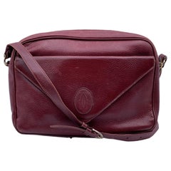 Cartier Vintage Burgundy Leather Messenger Shoulder Bag